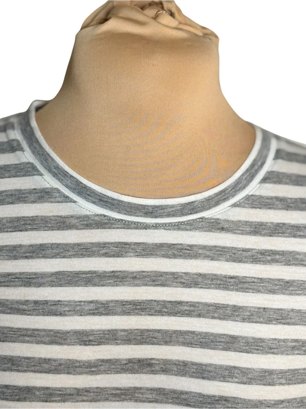 Vince Gray White Striped Pima Cotton Crew Neck Tee Shirt XS